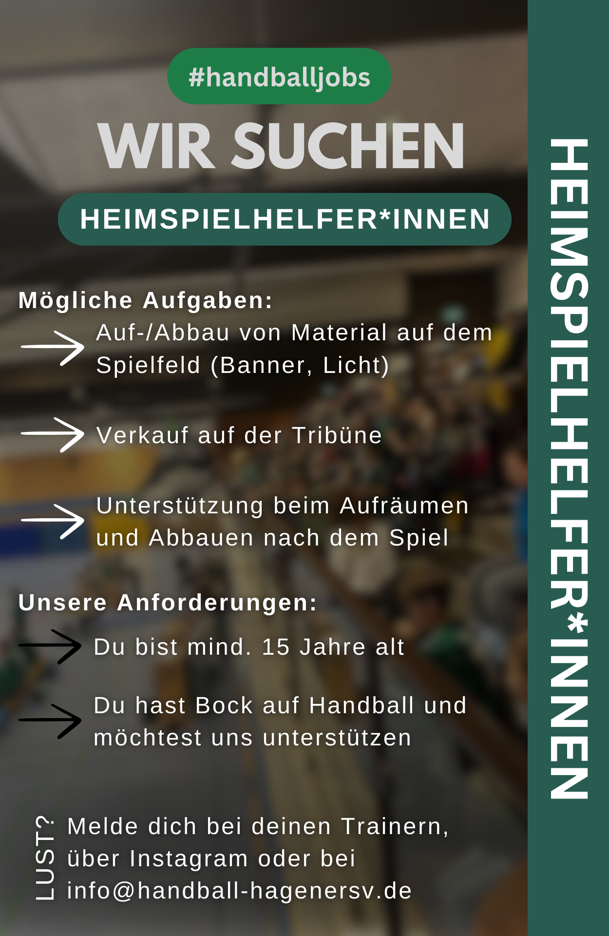 Mehr über den Artikel erfahren Heimspielhelfer*innen gesucht