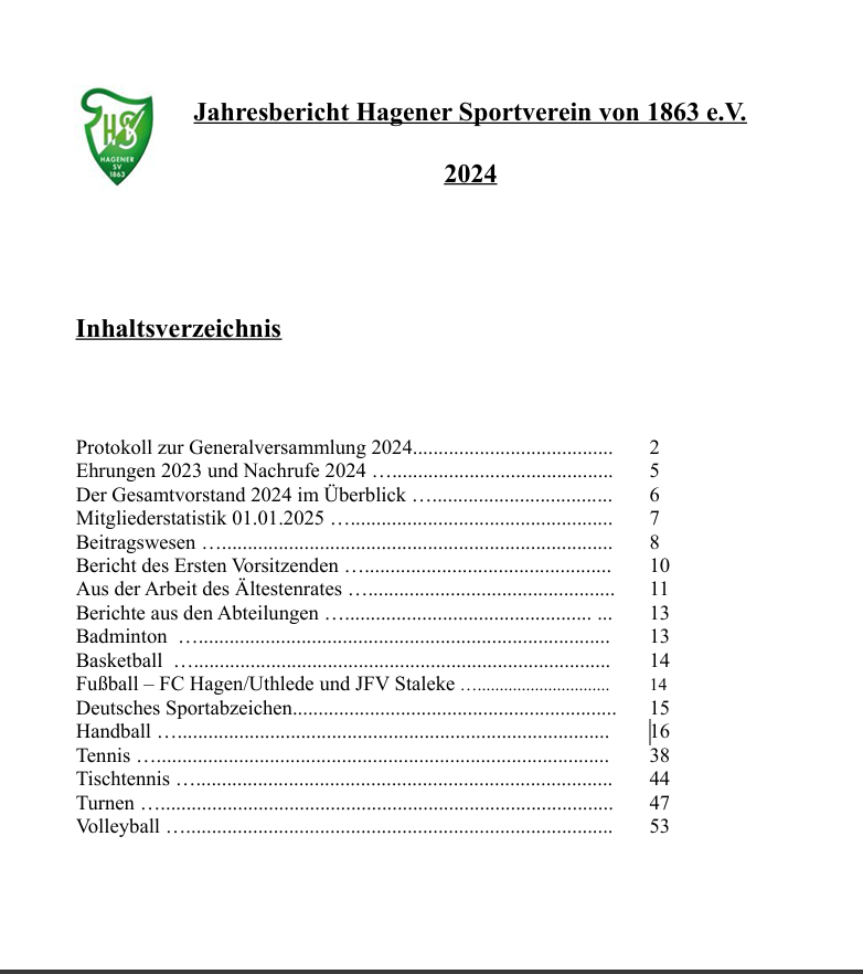 Mehr über den Artikel erfahren Jahresberichte Hagener SV