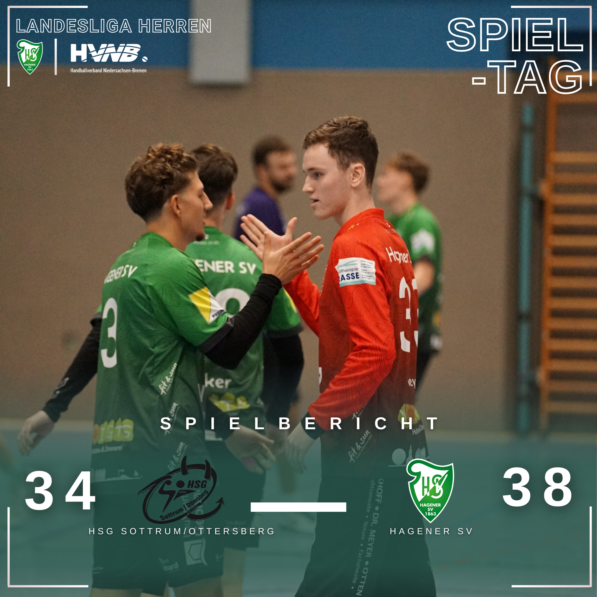 Mehr über den Artikel erfahren Hagener SV erkämpft sich 34:38-Auswärtssieg bei der HSG Sottrum/Ottersberg